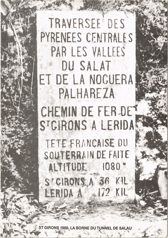 <p>La borne du tunel de Salau, 1988</p>