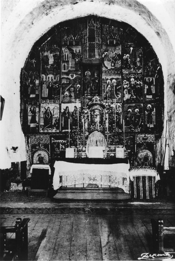 Retaule gòtic (s.XV) i altar de l'església dels Sants Just i Pastor.