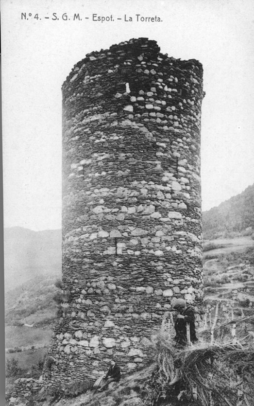 Torre de guaita medieval d'Espot. Fototípia Tomàs. Barcelona. S.G.M.