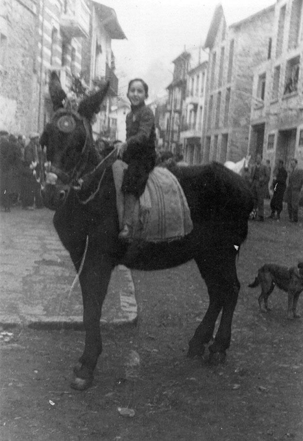 Dia de Sant Antoni, benedicció dels animals. Eduardo Tarrado sobre un matxo.