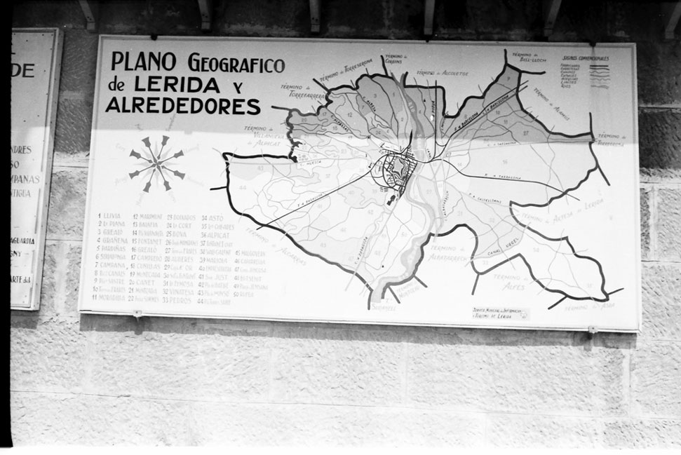 Plànol geogràfic de Lleida.