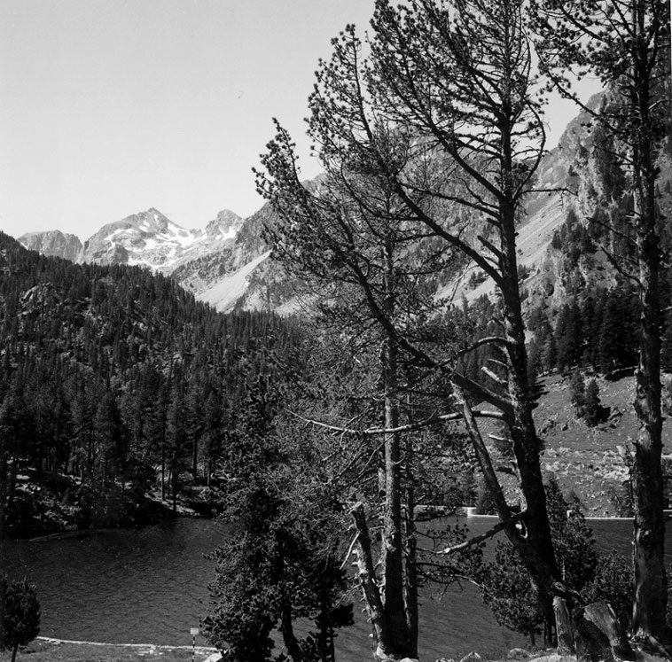 Estany de Sant Maurici. La vall que es veu és la de Monestero.