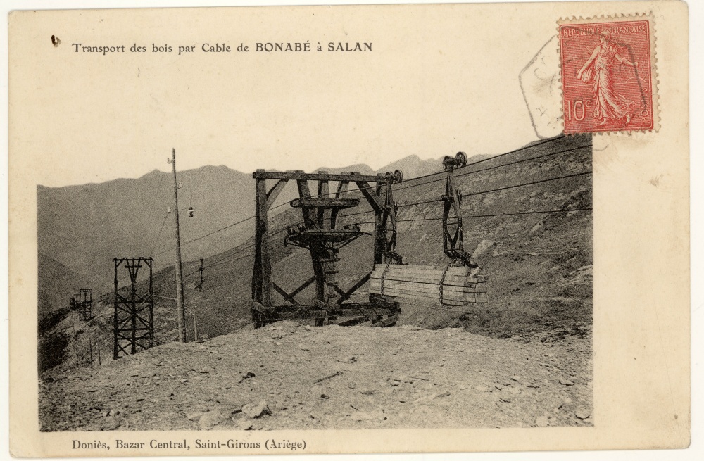 <p>Transport des bois par Cable de BONABÉ à SALAN</p>